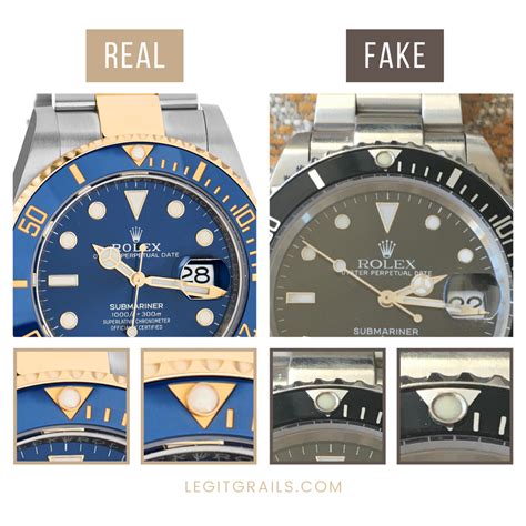 rolex submariner blue gold real vs fake